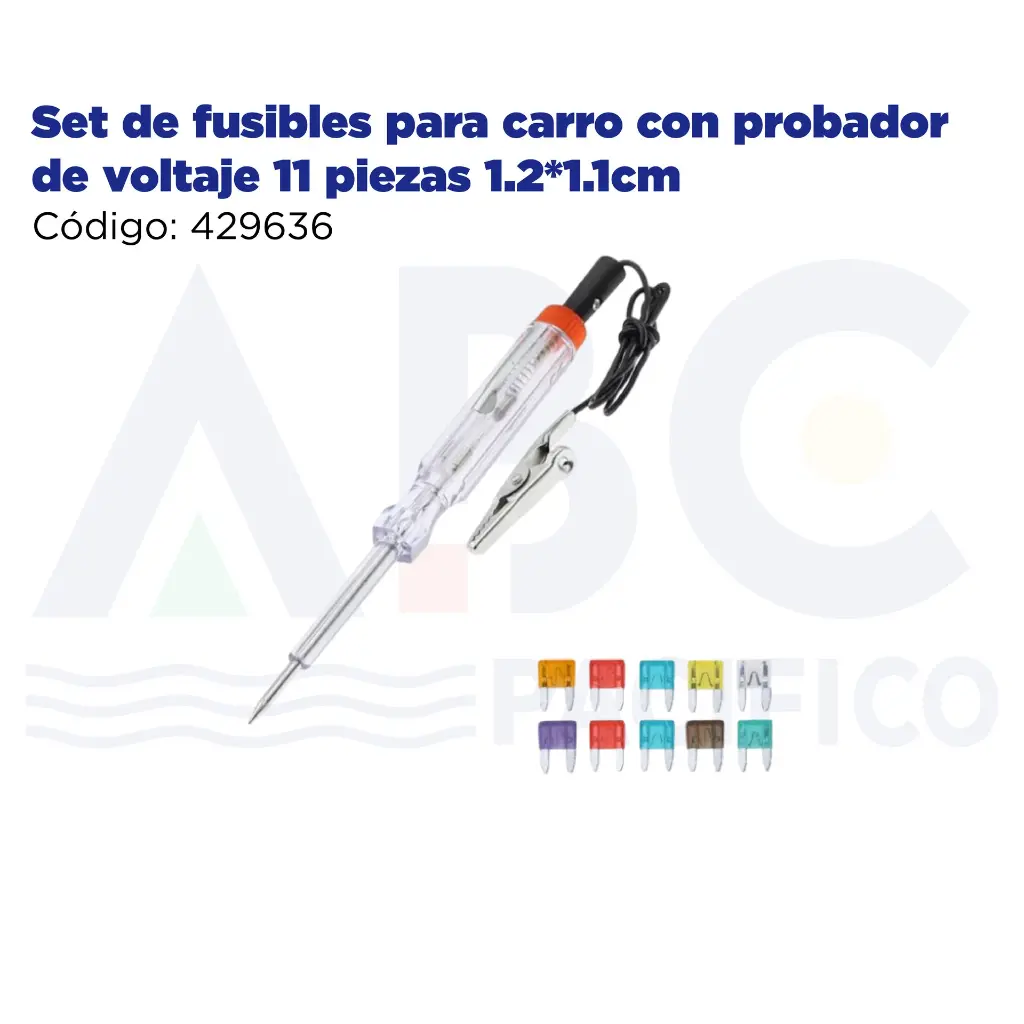 Set de fusibles para carro con probador de voltaje 11 piezas 1.2*1.1cm