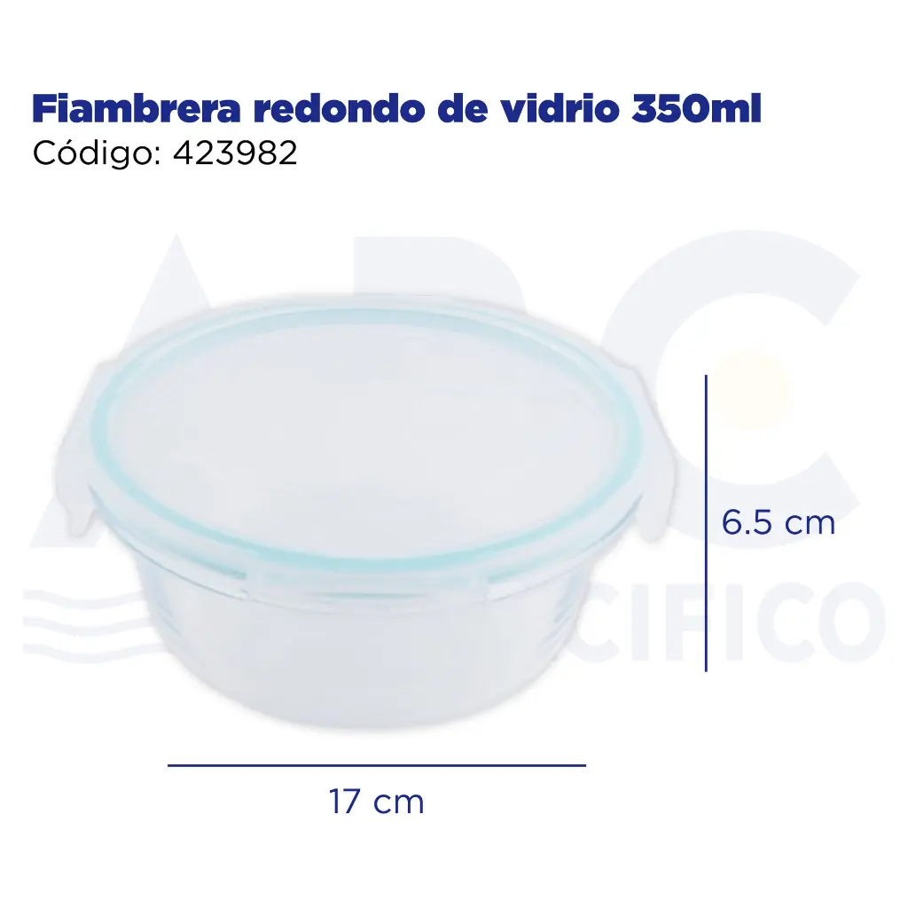 Fiambrera redondo de vidrio 350ml