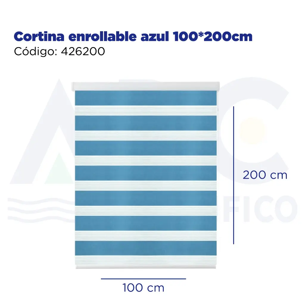 Cortina enrollable azul 100*200cm