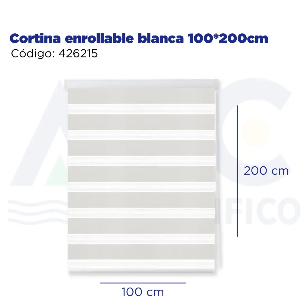 Cortina enrollable blanca 100*200cm