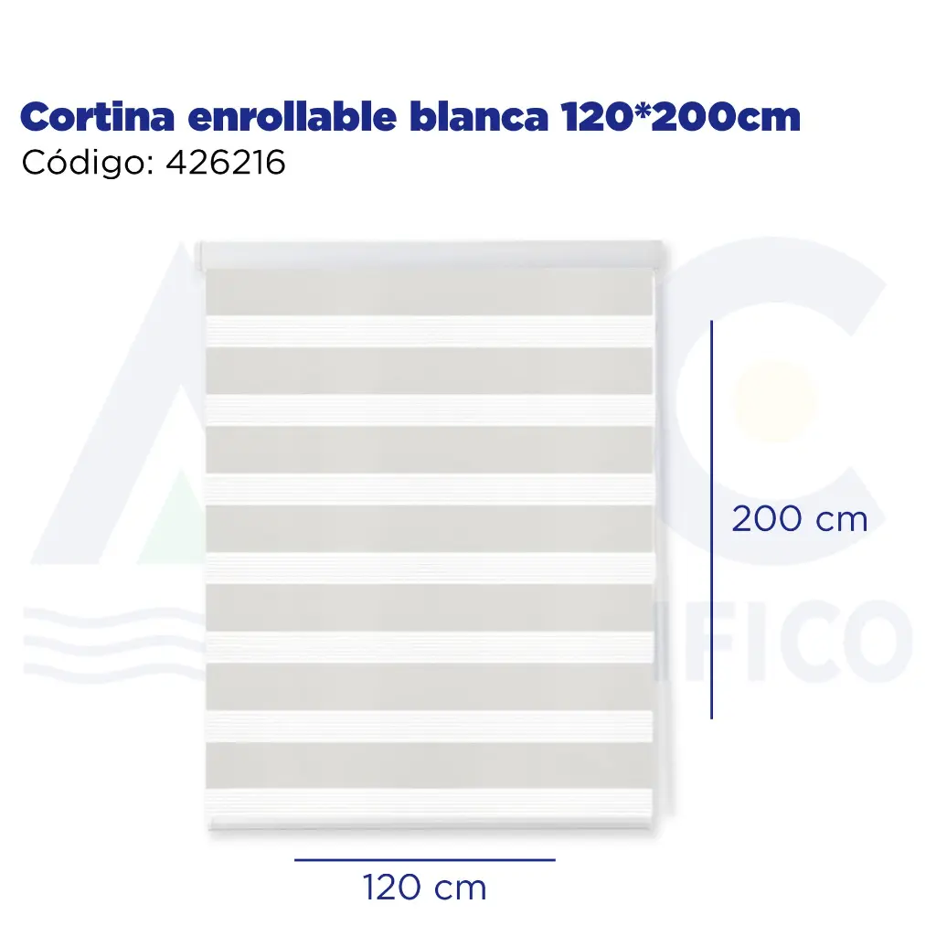 Cortina enrollable blanca 120*200cm