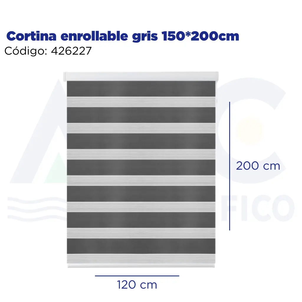 Cortina enrollable gris 150*200cm