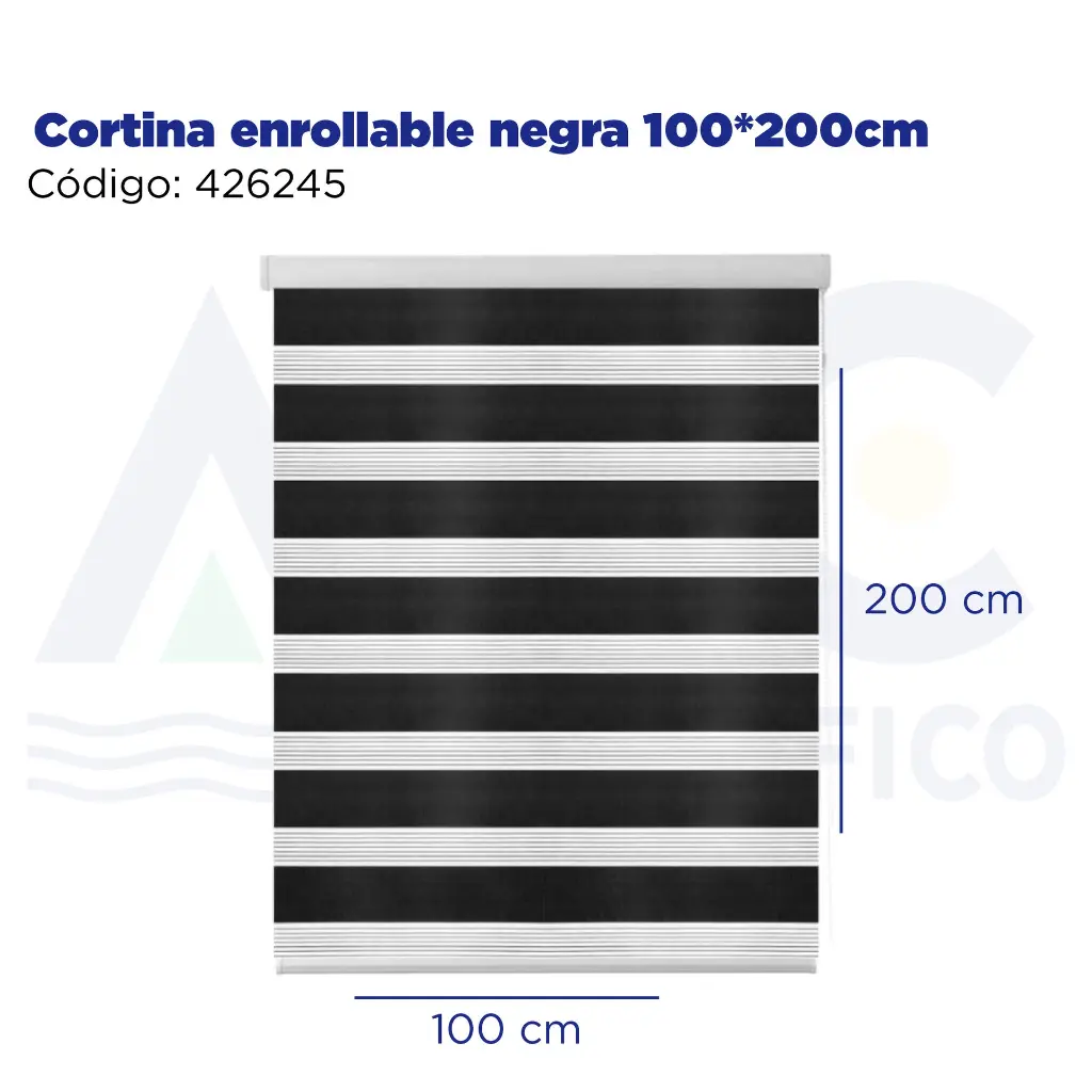 Cortina enrollable negra 100*200cm