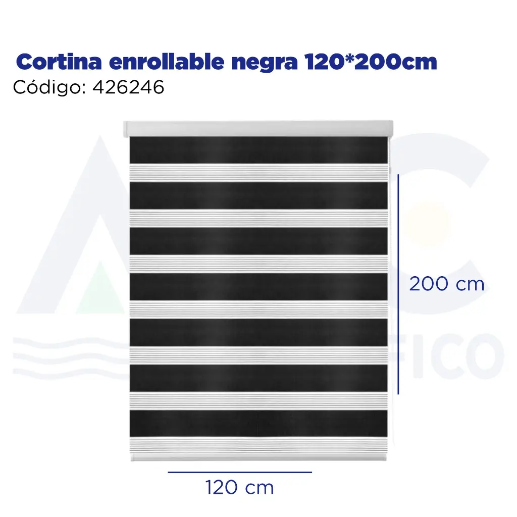 Cortina enrollable negra 120*200cm