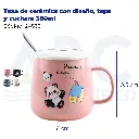 Taza de cerámica con diseño, tapa y cuchara  380ml