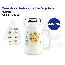 Taza de cerámica con diseño y tapa 420ml