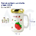 Taza de cerámica con diseño y tapa 420ml