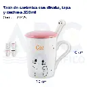 Taza de cerámica con diseño, tapa y cuchara  350ml