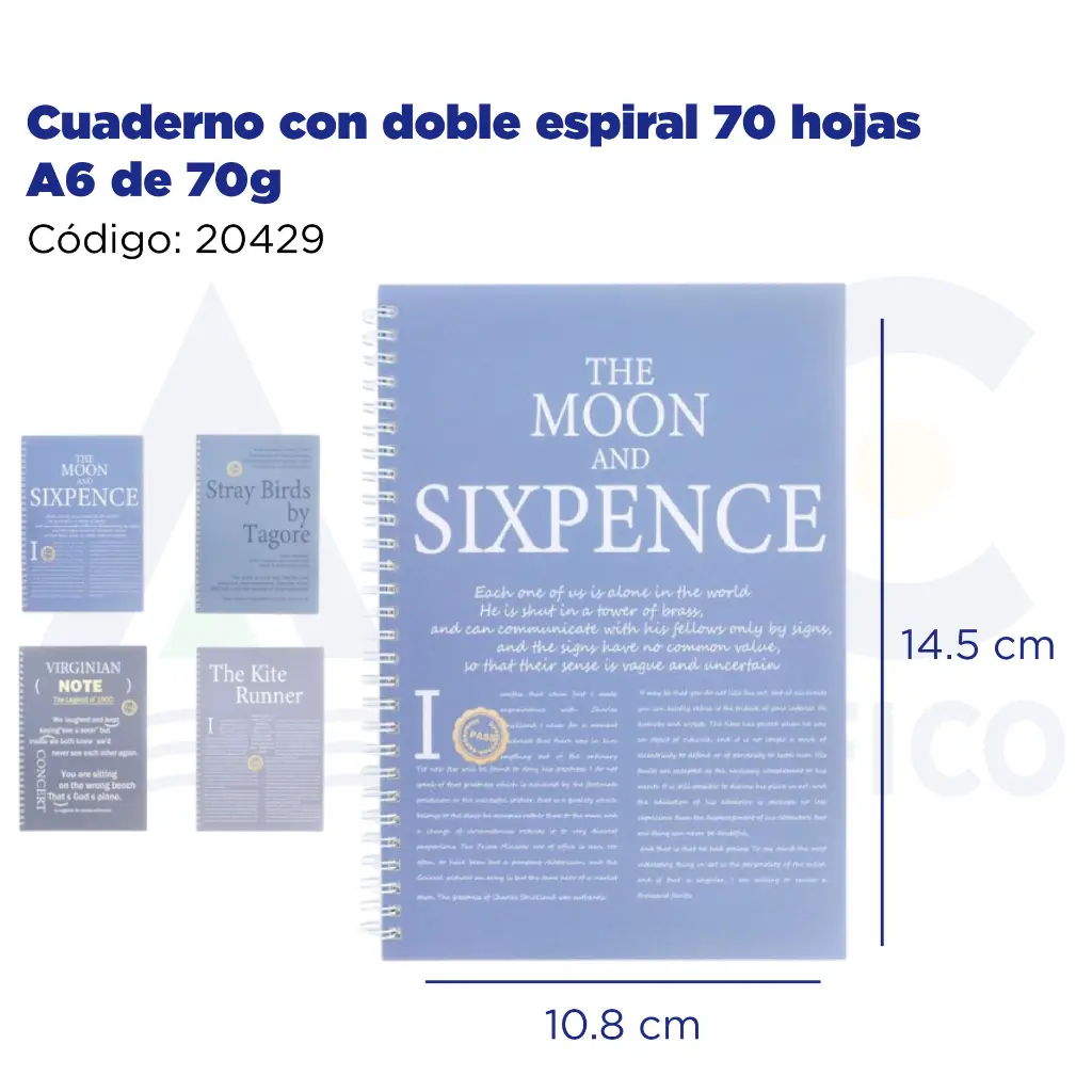 Cuaderno con doble espiral 70 hojas A6 de 70g