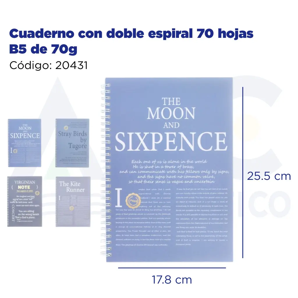 Cuaderno con doble espiral 70 hojas B5 de 70g