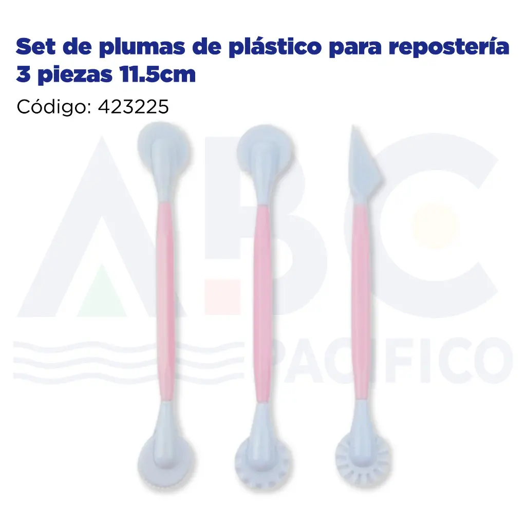 Set de plumas de plástico para repostería 3 piezas 11.5cm