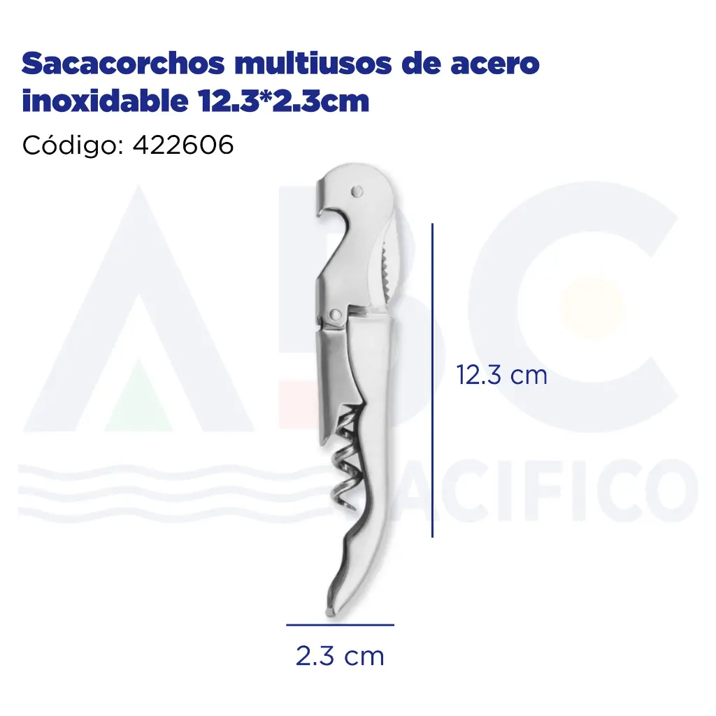 Sacacorchos multiusos de acero inoxidable 12.3*2.3cm