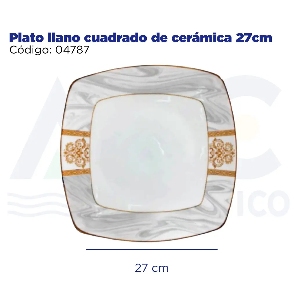 Plato llano cuadrado de cerámica 27cm