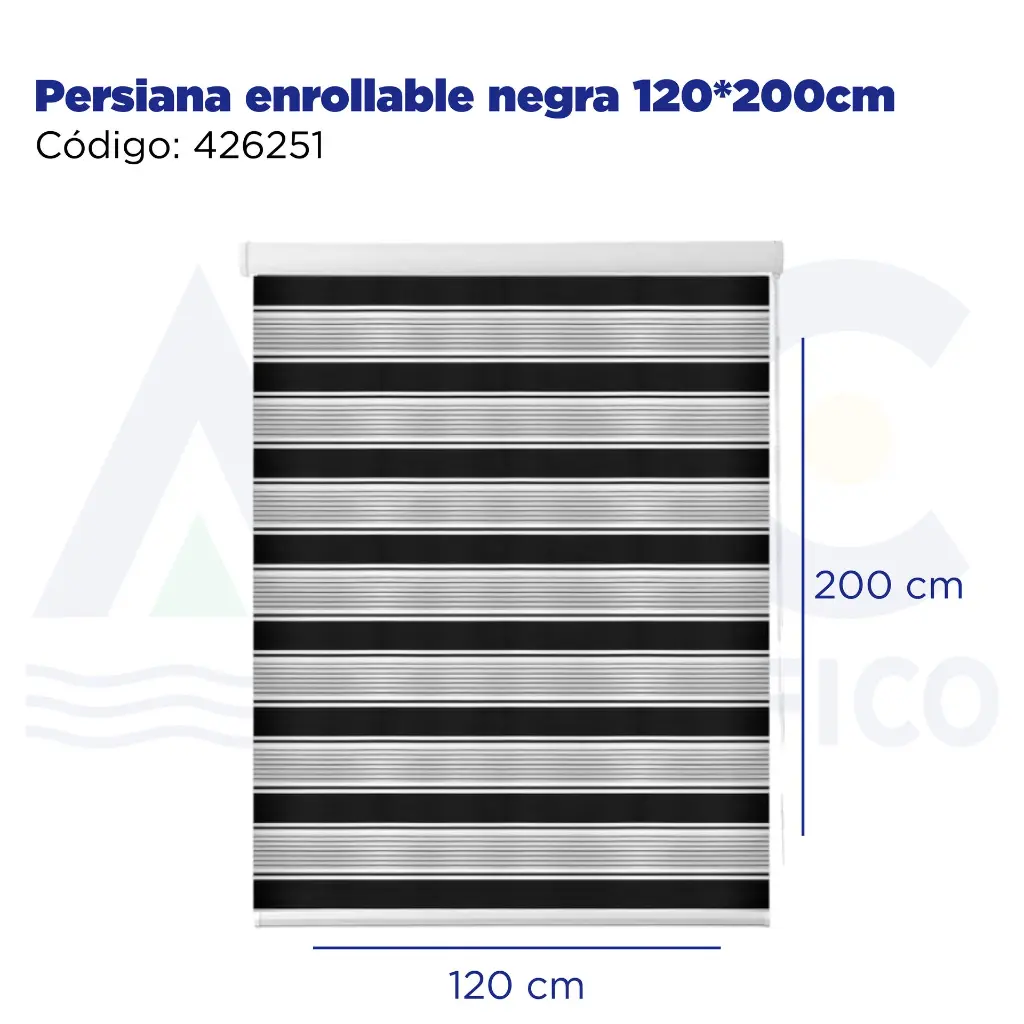 Persiana enrollable negra 120*200cm