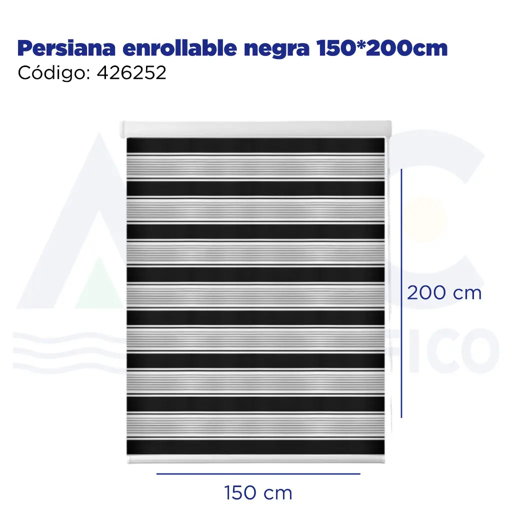 Persiana enrollable negra 150*200cm