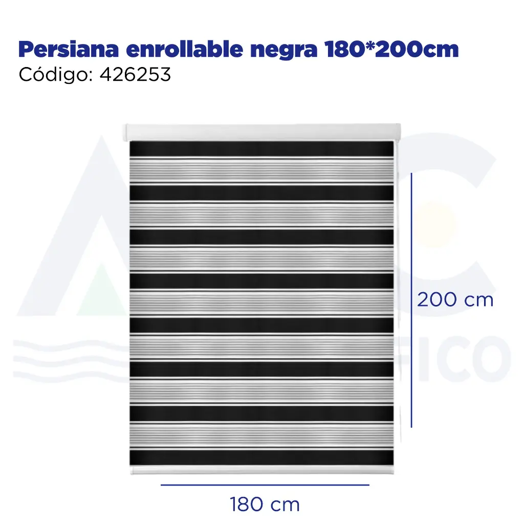 Persiana enrollable negra 180*200cm