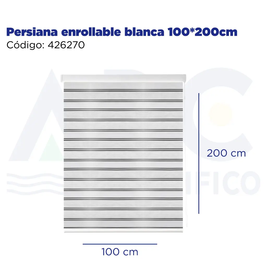 Persiana enrollable blanca 100*200cm