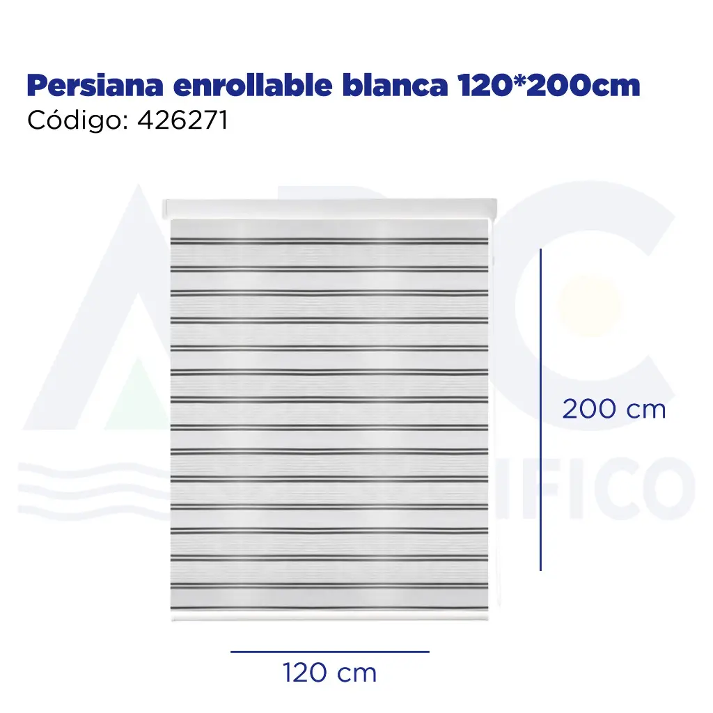 Persiana enrollable blanca 120*200cm