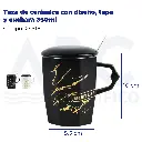 Taza de cerámica con diseño, tapa y cuchara 350ml