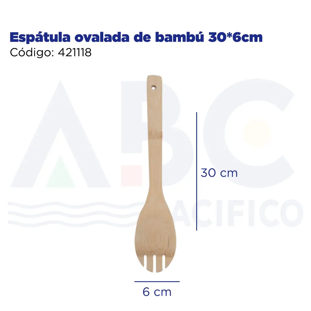 Espátula ovalada de bambú 30*6cm