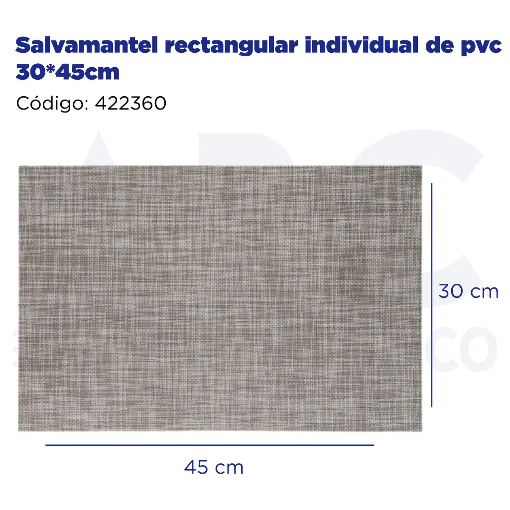 Salvamantel rectangular individual de pvc 30*45cm