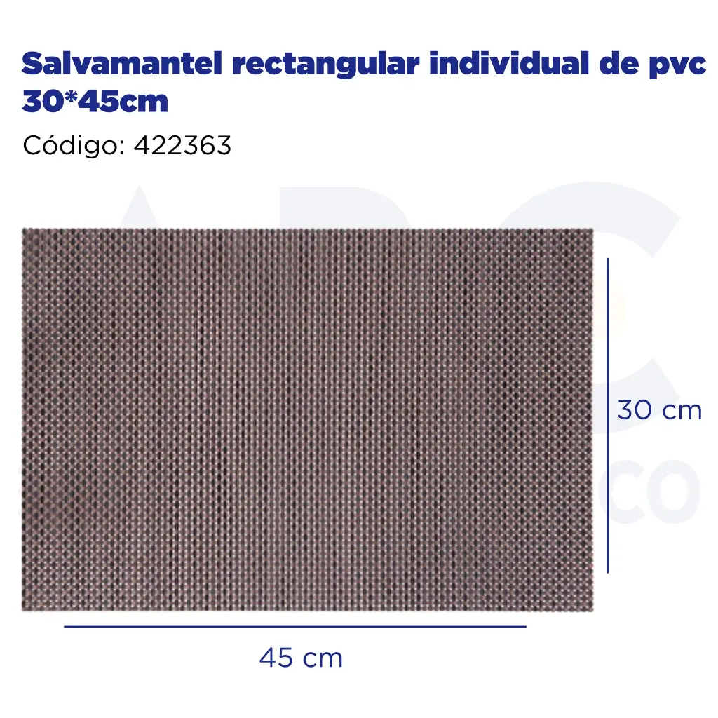 Salvamantel rectangular individual de pvc 30*45cm