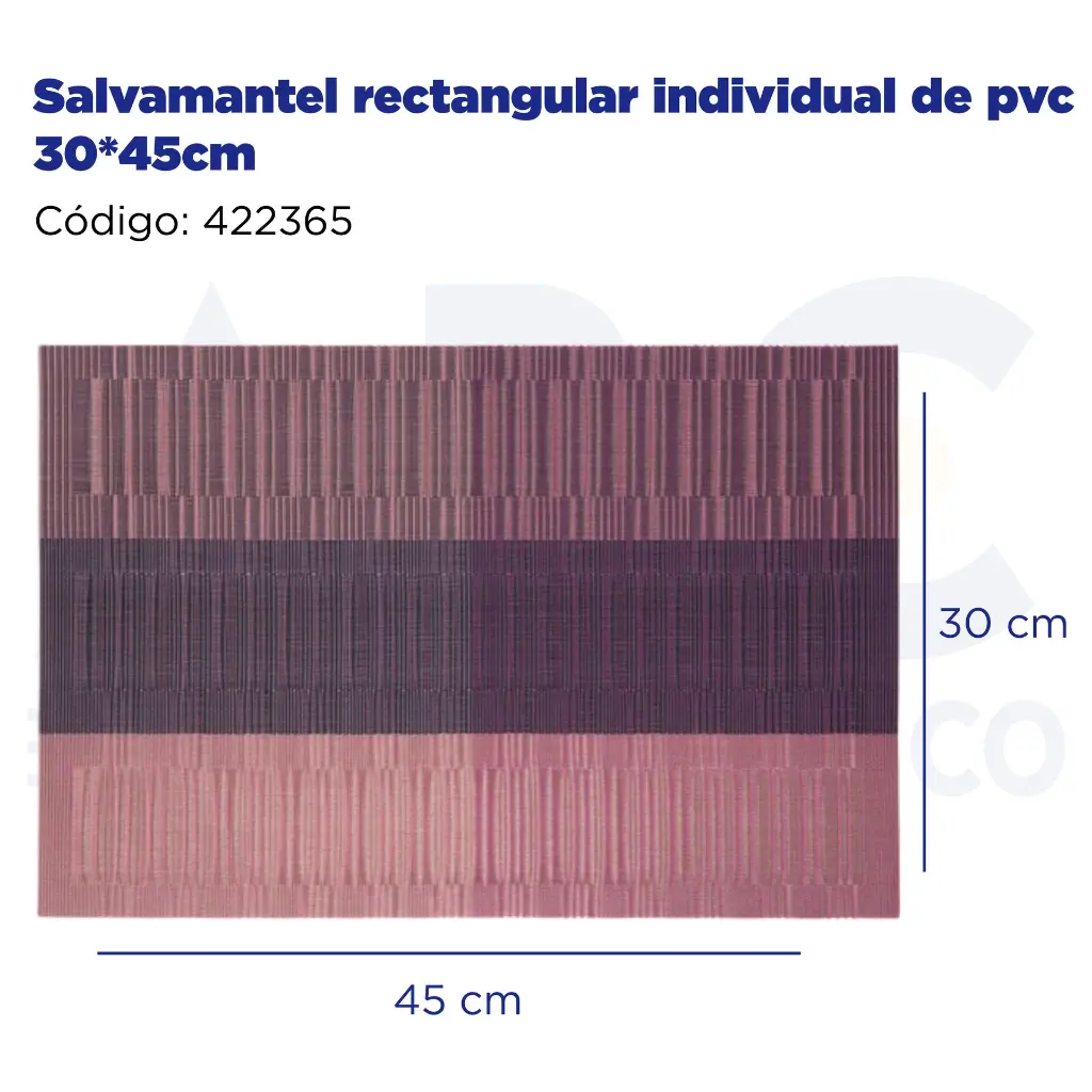Salvamantel rectangular individual de pvc 30*45cm