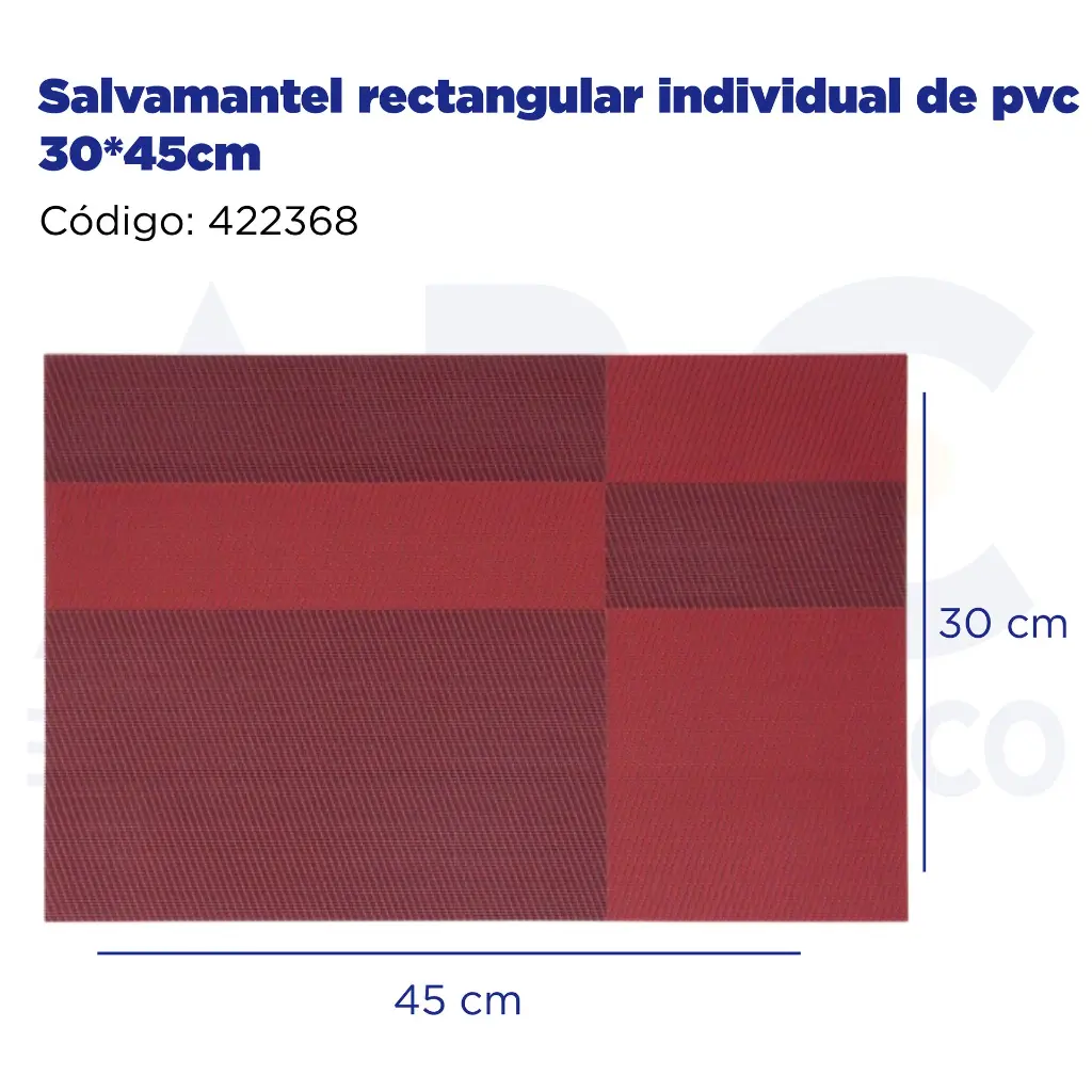 Salvamantel rectangular individual de pvc 30*45cm