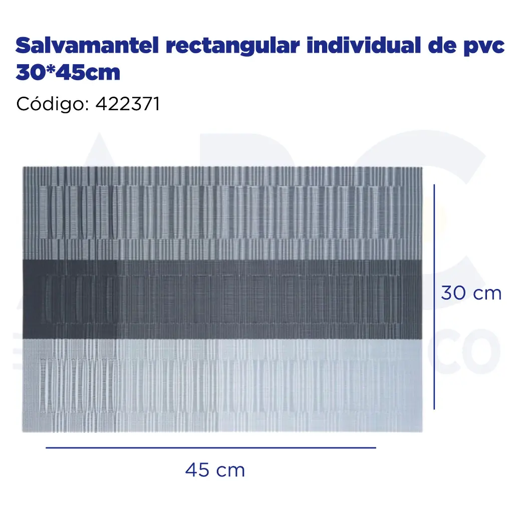 Salvamantel rectangular individual de pvc 30*45cm