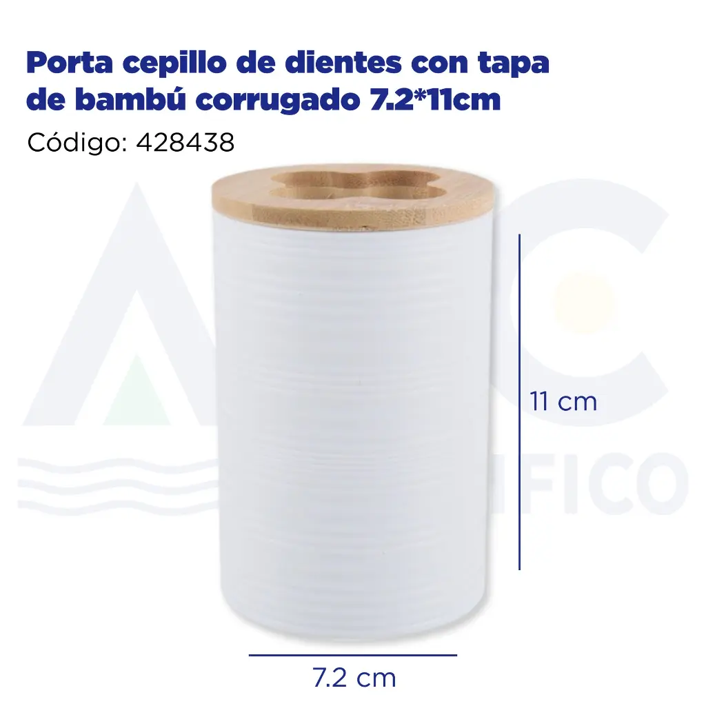 Porta cepillo de dientes con tapa de bambú corrugado 7.2*11cm