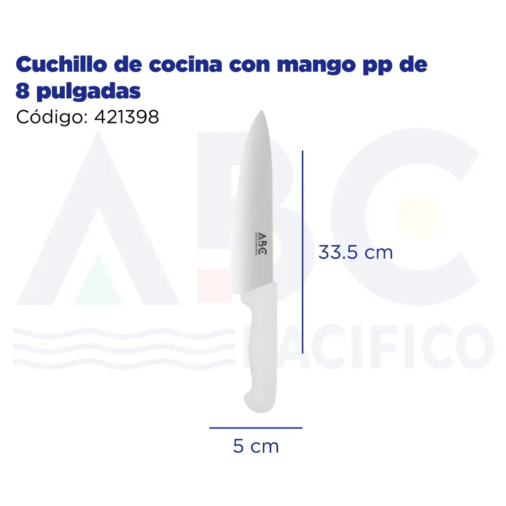 Cuchillo de cocina con mango pp de 8 pulgadas