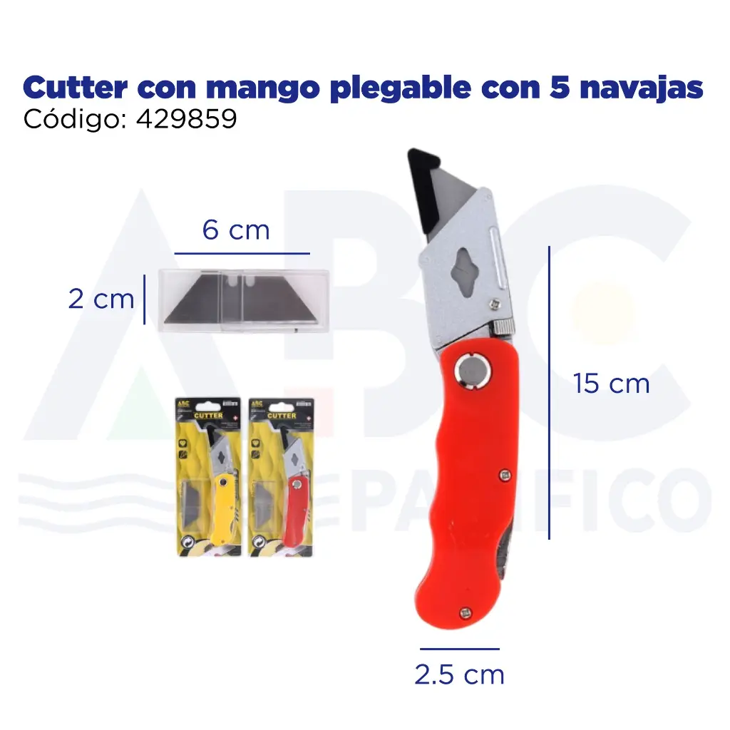 Cutter con mango plegable con 5 navajas