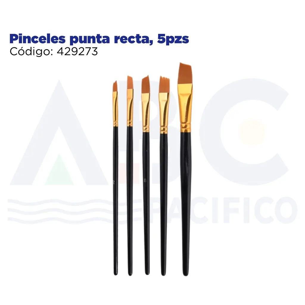 Pinceles punta recta, 5pzs