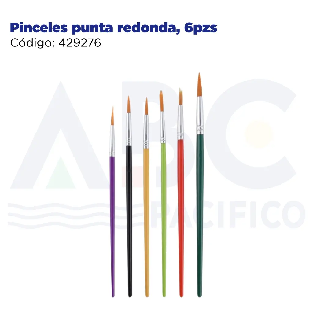 Pinceles punta redonda, 6pzs