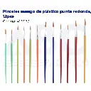 Pinceles mango de plástico punta redonda, 12pzs