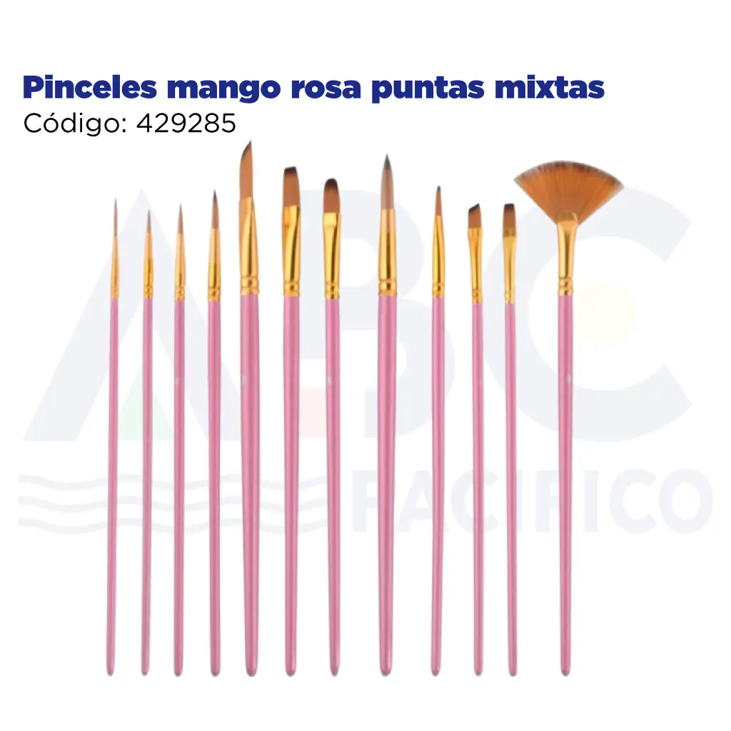 Pinceles mango rosa puntas mixtas