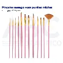 Pinceles mango rosa puntas mixtas