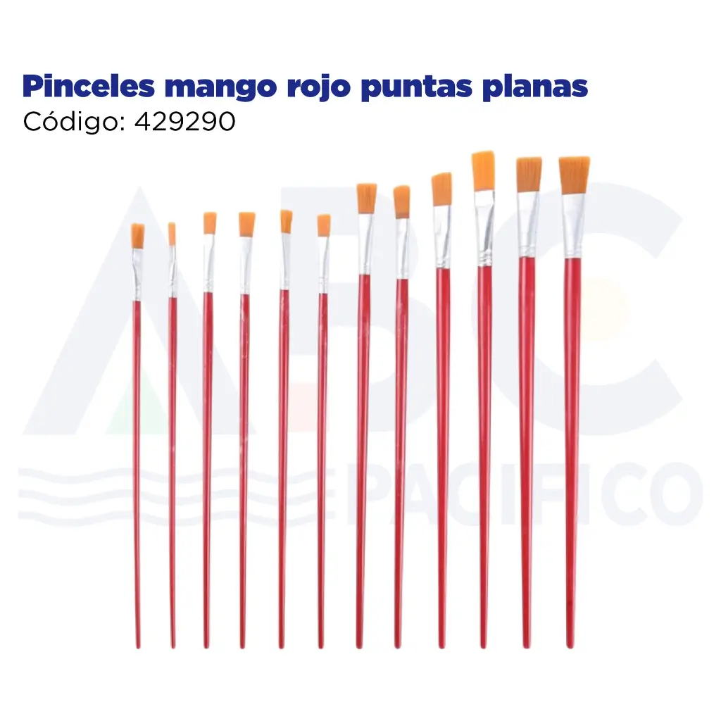 Pinceles mango rojo puntas planas