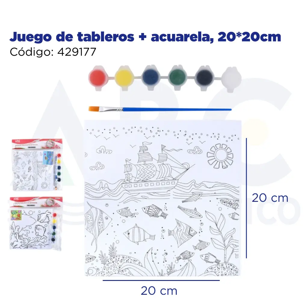 Juego de tableros + acuarela, 20*20cm