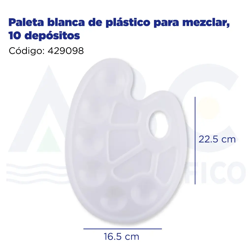 Paleta blanca de plástico para mezclar, 10 depósitos
