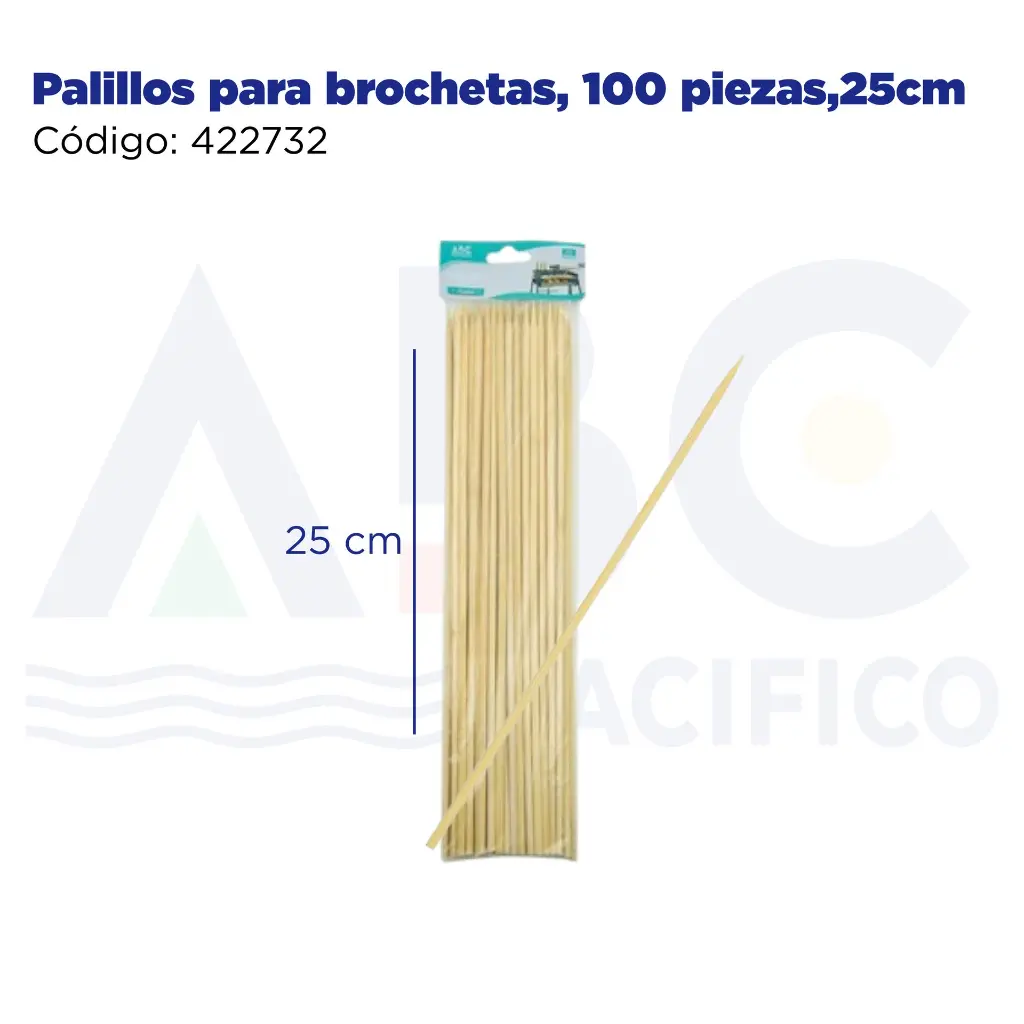 Palillos para brochetas, 100 piezas,25cm