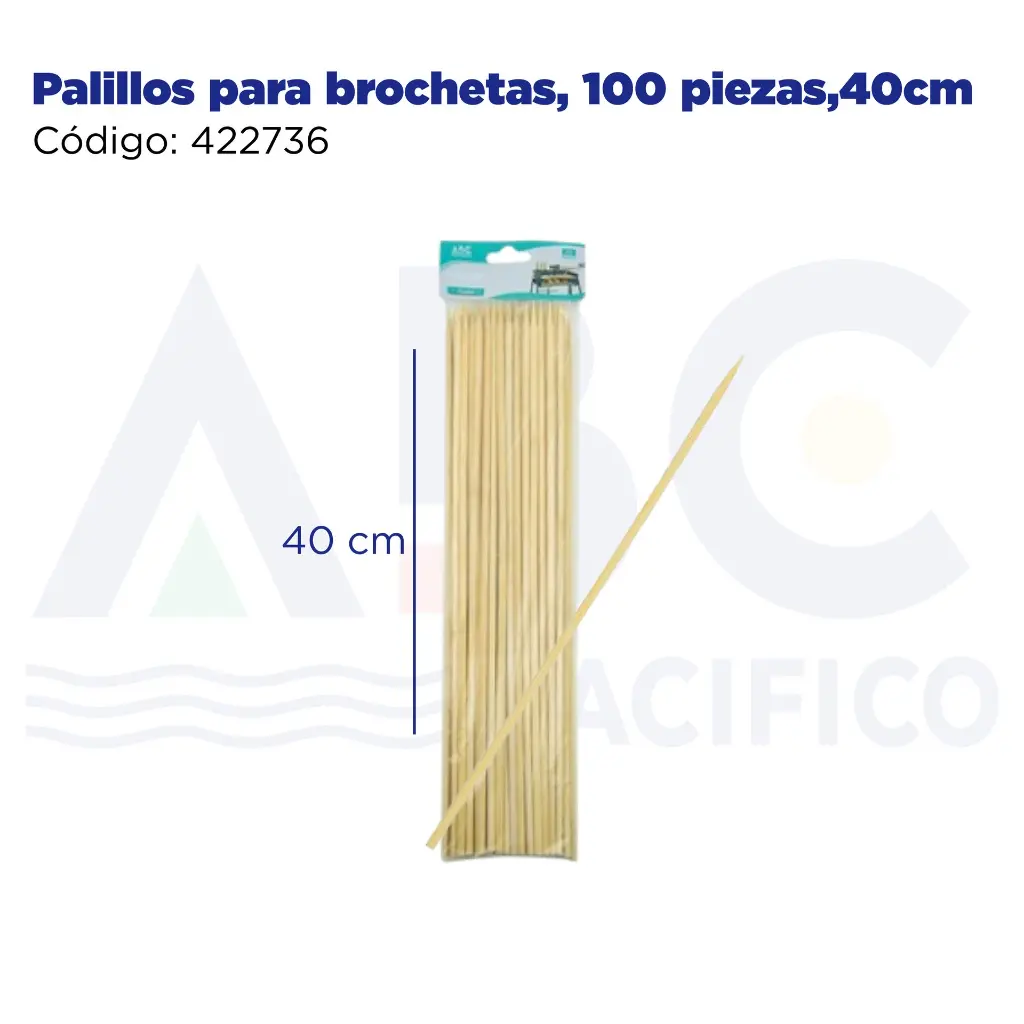 Palillos para brochetas, 100 piezas,40cm