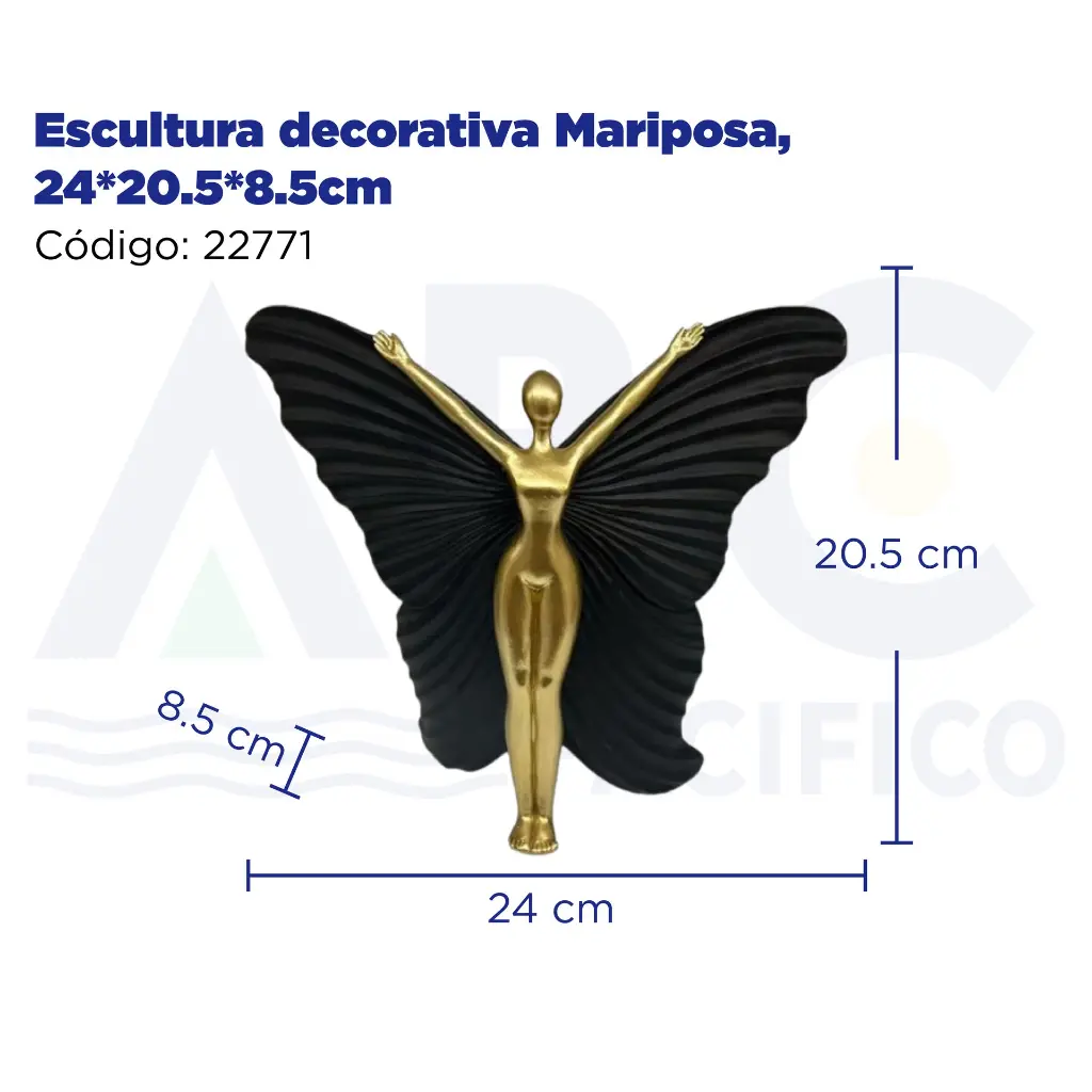 Escultura decorativa Mariposa, 24*20.5*8.5cm