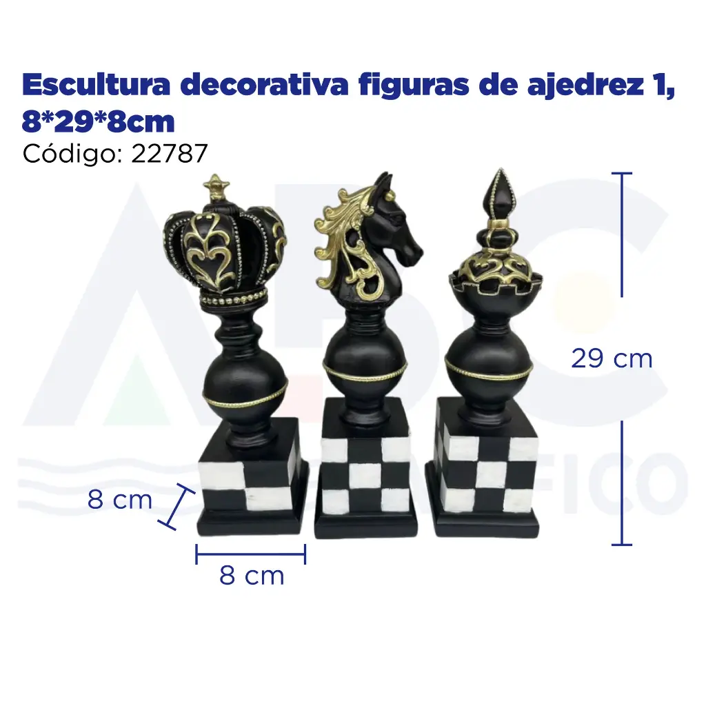 Escultura decorativa figuras de ajedrez 1, 8*29*8cm