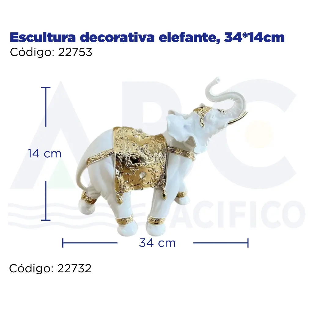 Escultura decorativa elefante, 34*14cm