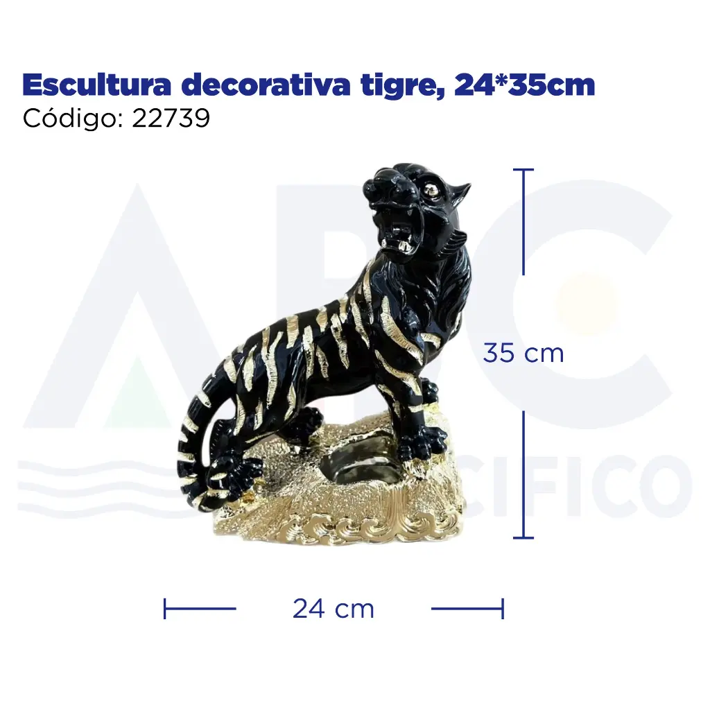 Escultura decorativa tigre, 24*35cm