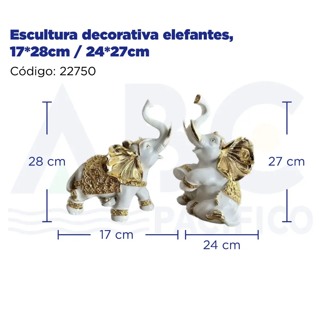 Escultura decorativa elefantes, 17*28cm / 24*27cm