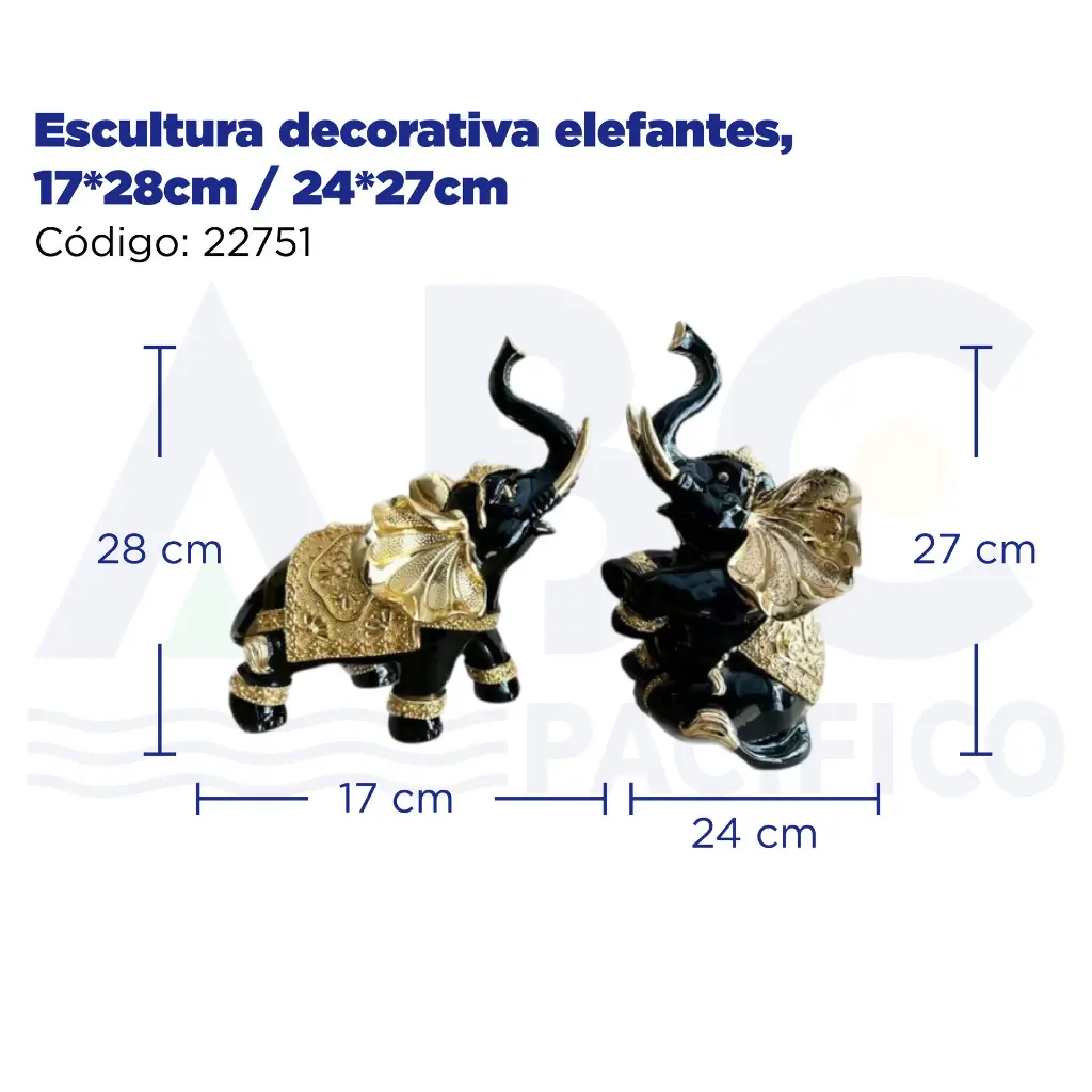 Escultura decorativa elefantes, 17*28cm / 24*27cm