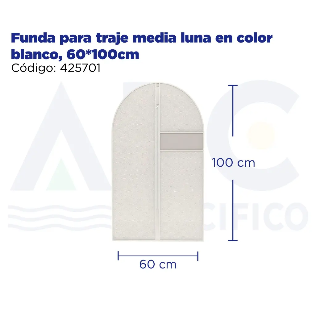 Funda para traje media luna en color blanco, 60*100cm