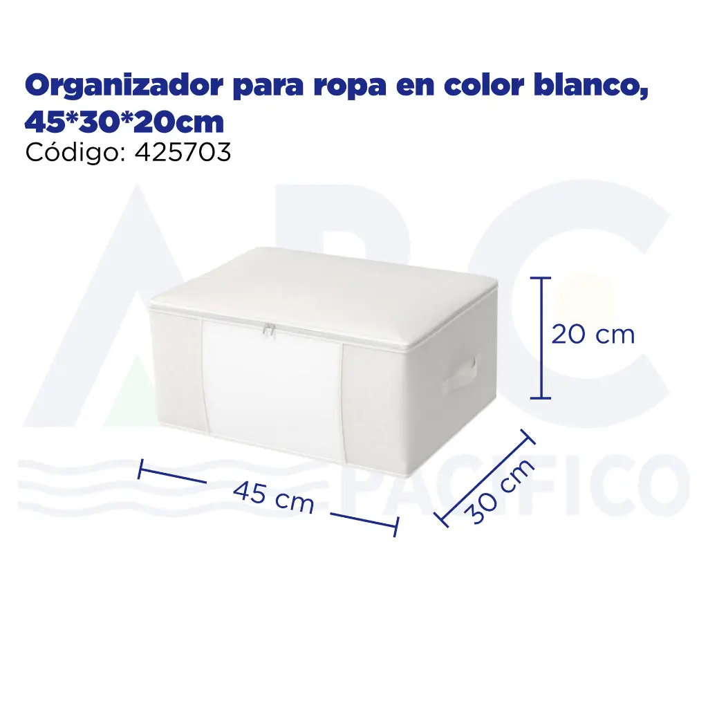 Organizador para ropa en color blanco, 45*30*20cm